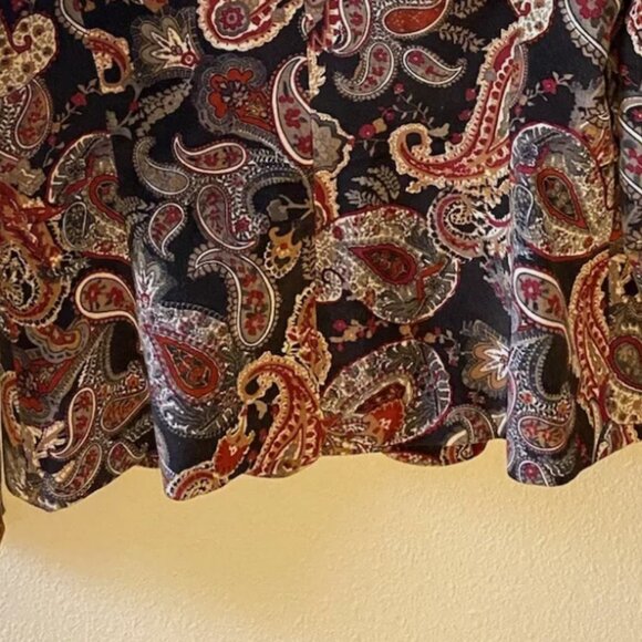 Talbots Blazer Velvet Jacket Size 10 Paisley Lined Cotton Silk Blend 1 Button - Picture 8 of 8